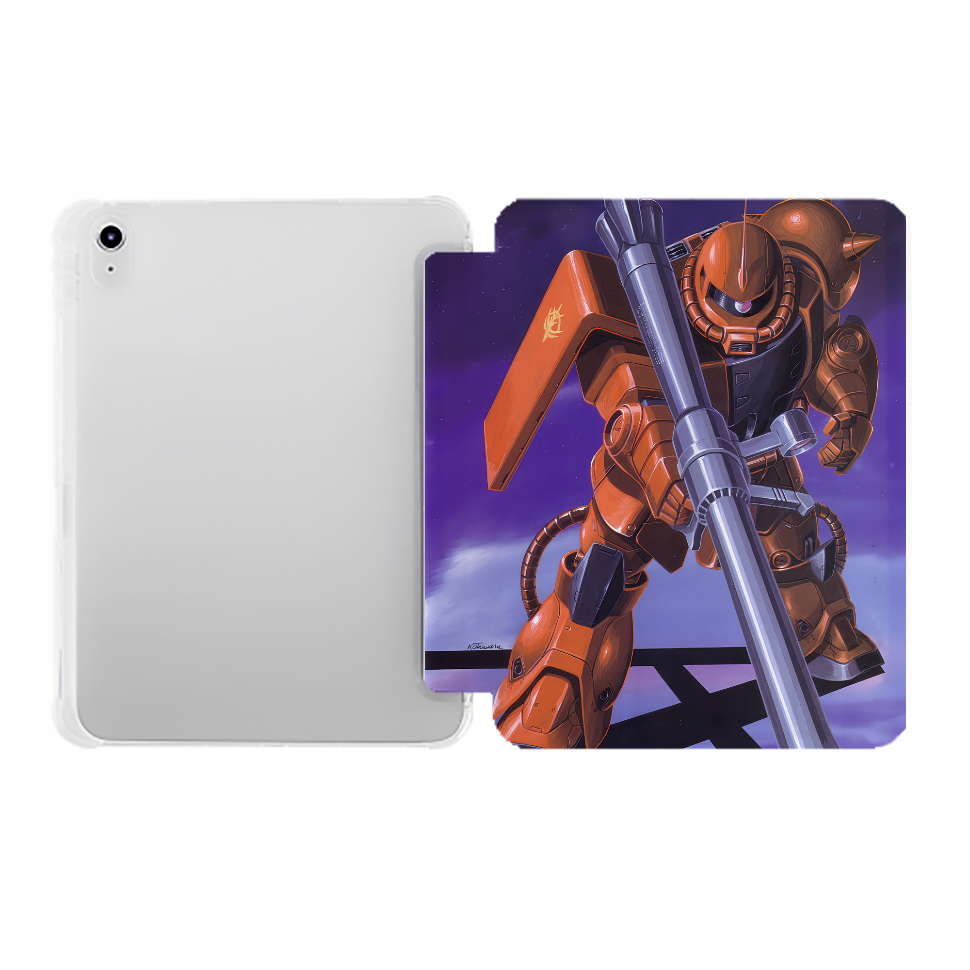 （画像用） 機動戦士ガンダム Mobile Suit Gundam IPad ケース ペン収納付き 三つ折りスタンド PUレザー×シリコン 対応機種9.5/10.5/10.9インチ